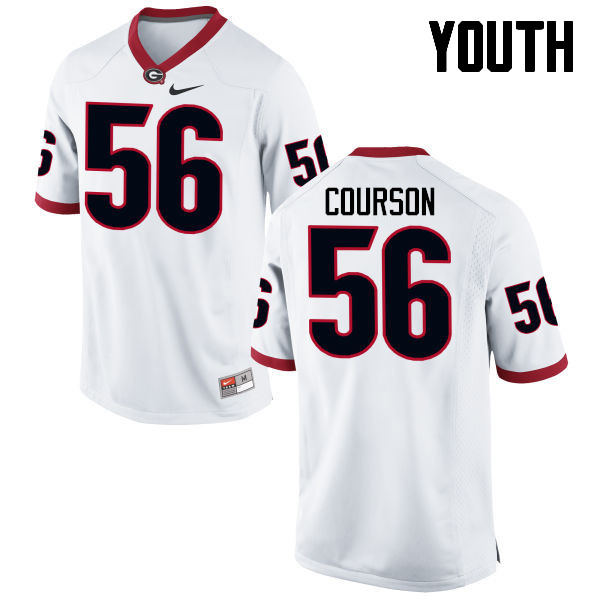 Georgia Bulldogs Youth John Courson #56 White Stitched College UGA Football Jersey 23FS018KS